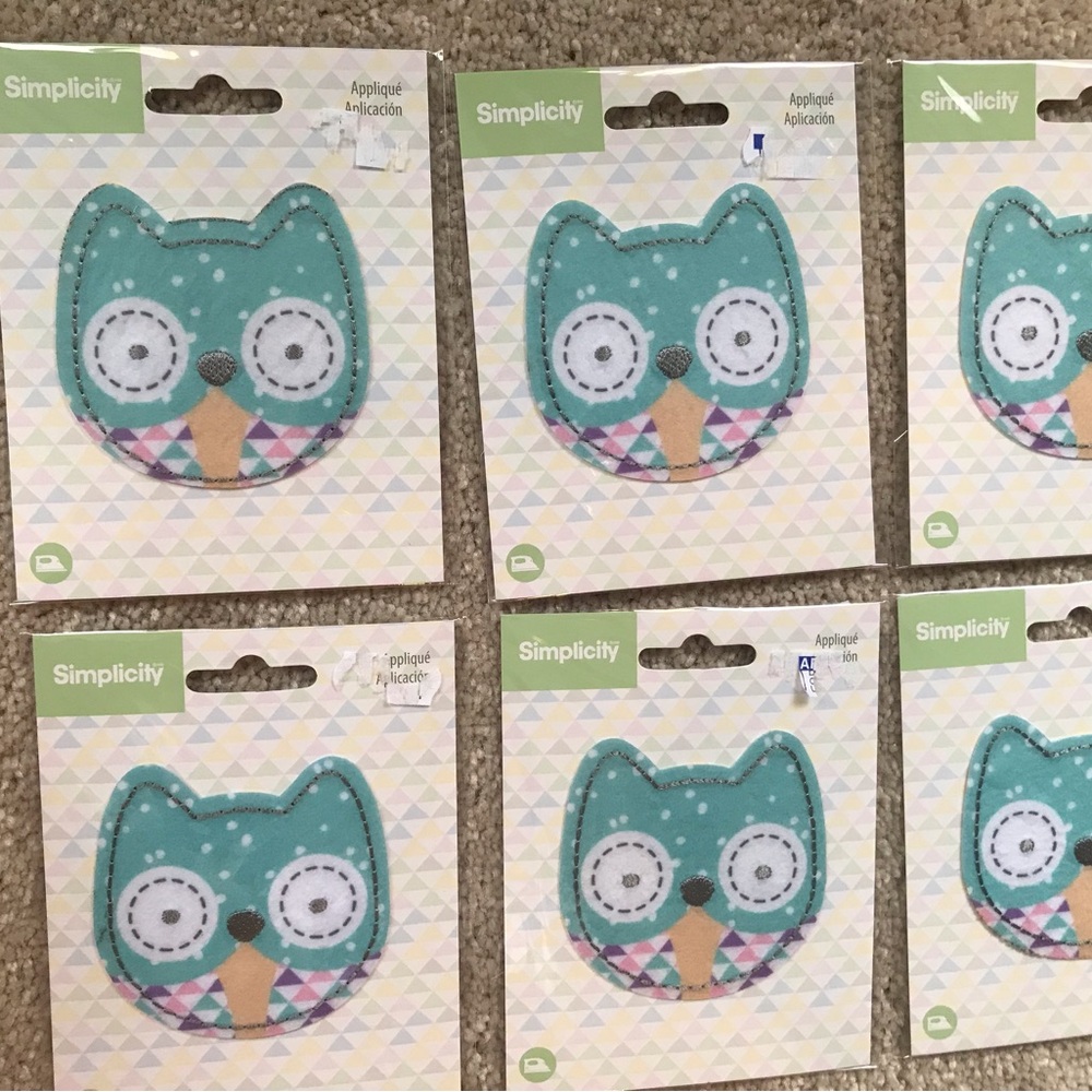 Simplicity Teal Owl Fabric Appliques with Multicolor Pattern